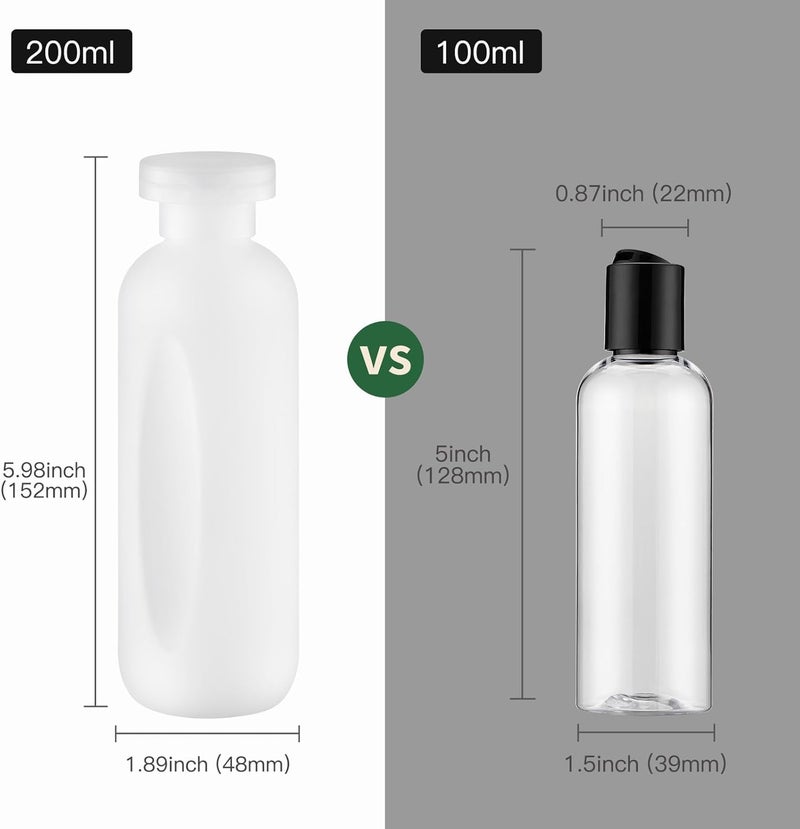 owlyee 6.7oz Travel Shampoo Bottle, Empty Plastic Squeeze Bottles with Flip Cap, 4PCS Lotion Container for Toiletries (200ml,Clear) - Image 4